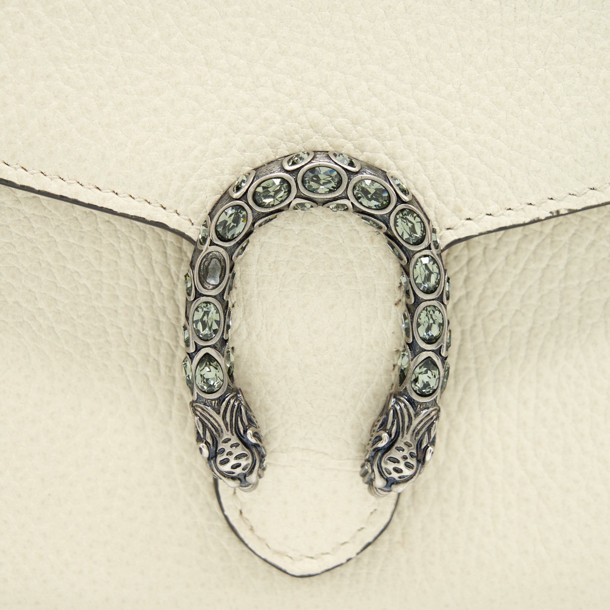 Gucci Dionysus Mini Chain Wallet Grained Calfskin White SHW