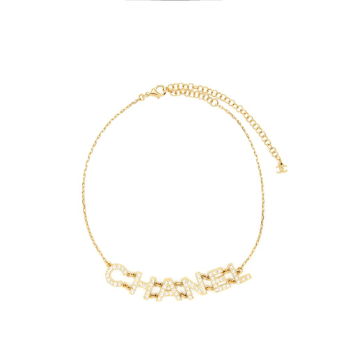Chanel Logo Lettering Chain Necklace/Choker GHW