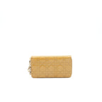 CHRISTIAN DIOR Lady Dior Voyager Zip Wallet Beige LGHW