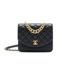 Chanel Quilted Calfskin and Caviar Flap Bag Black GHW