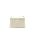SAINT LAURENT Lou Lou Small Quilted Y Leather Shoulder Bag In White