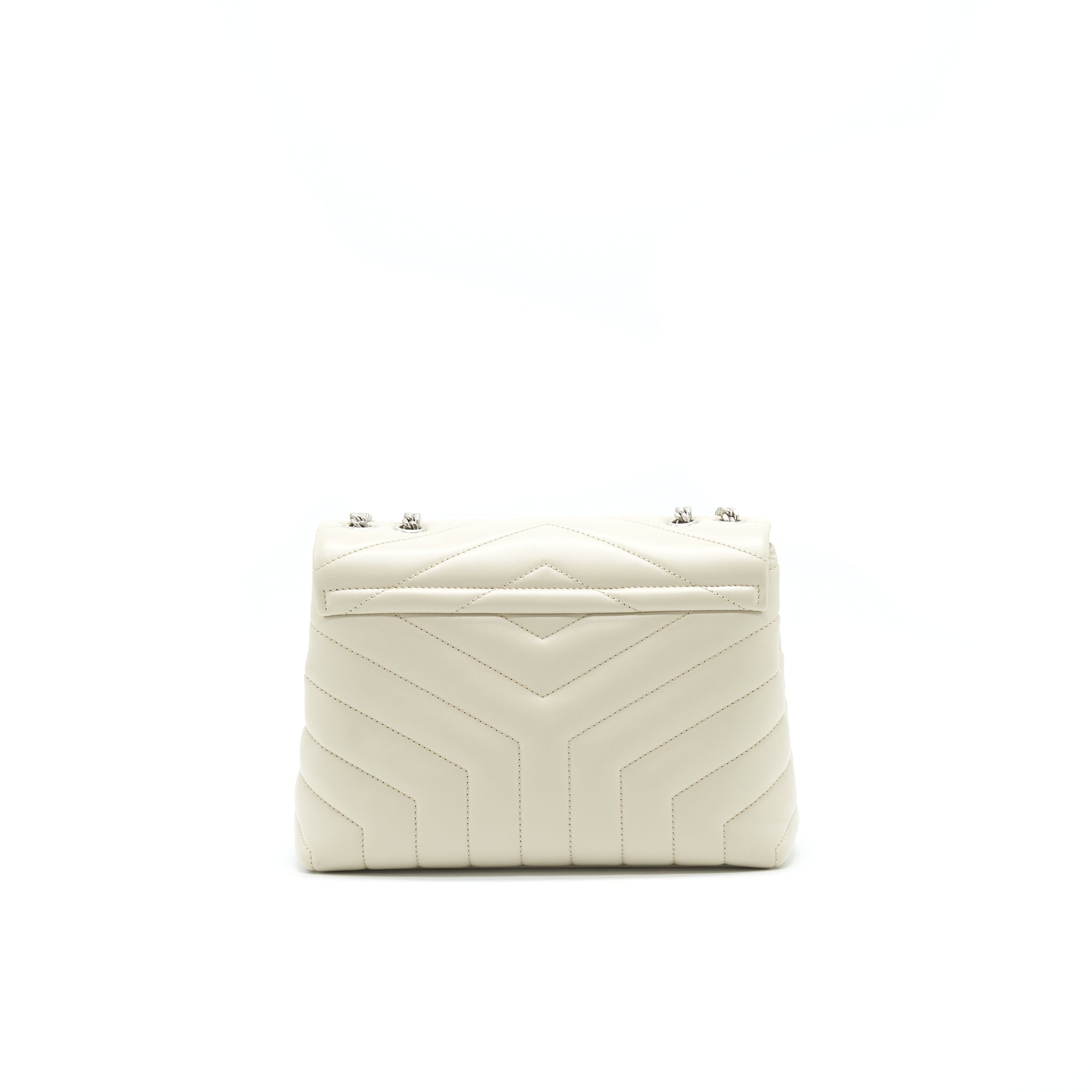 SAINT LAURENT Lou Lou Small Quilted Y Leather Shoulder Bag In White