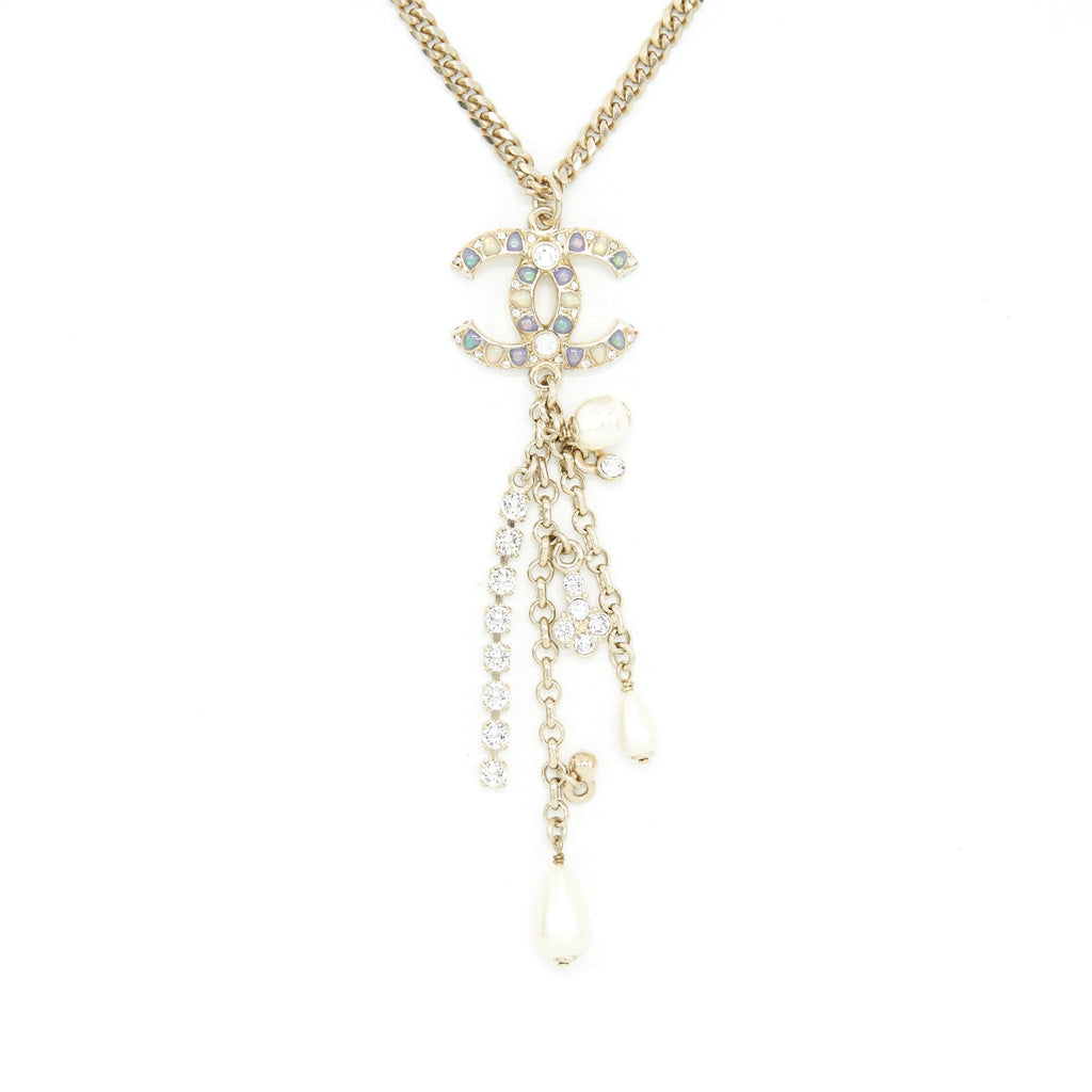 CHANEL CC DROP NECKLACE WITH MULTICOLOUR STONES, PEARLS & CRYSTALS