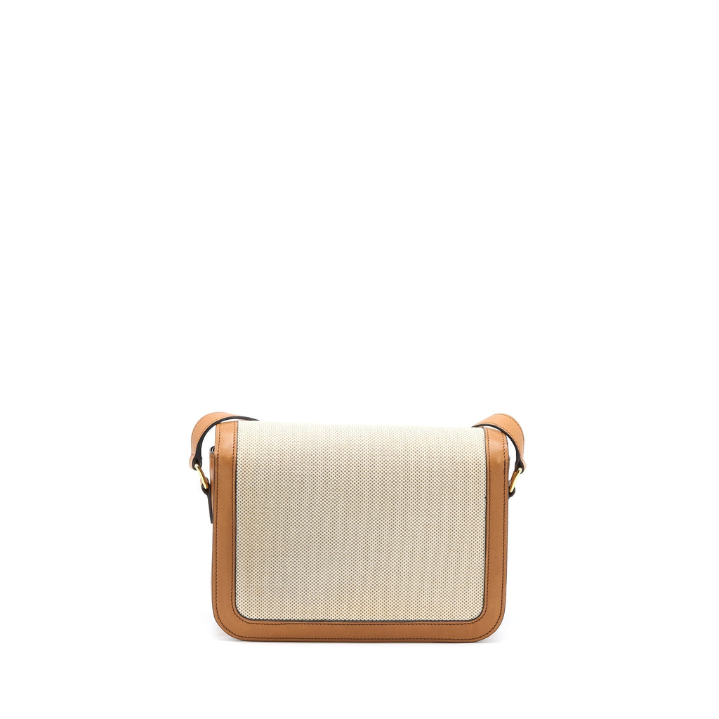Celine Triomphe Bag Textile/Calfskin White/Tan