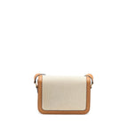 Celine Triomphe Bag Textile/Calfskin White/Tan