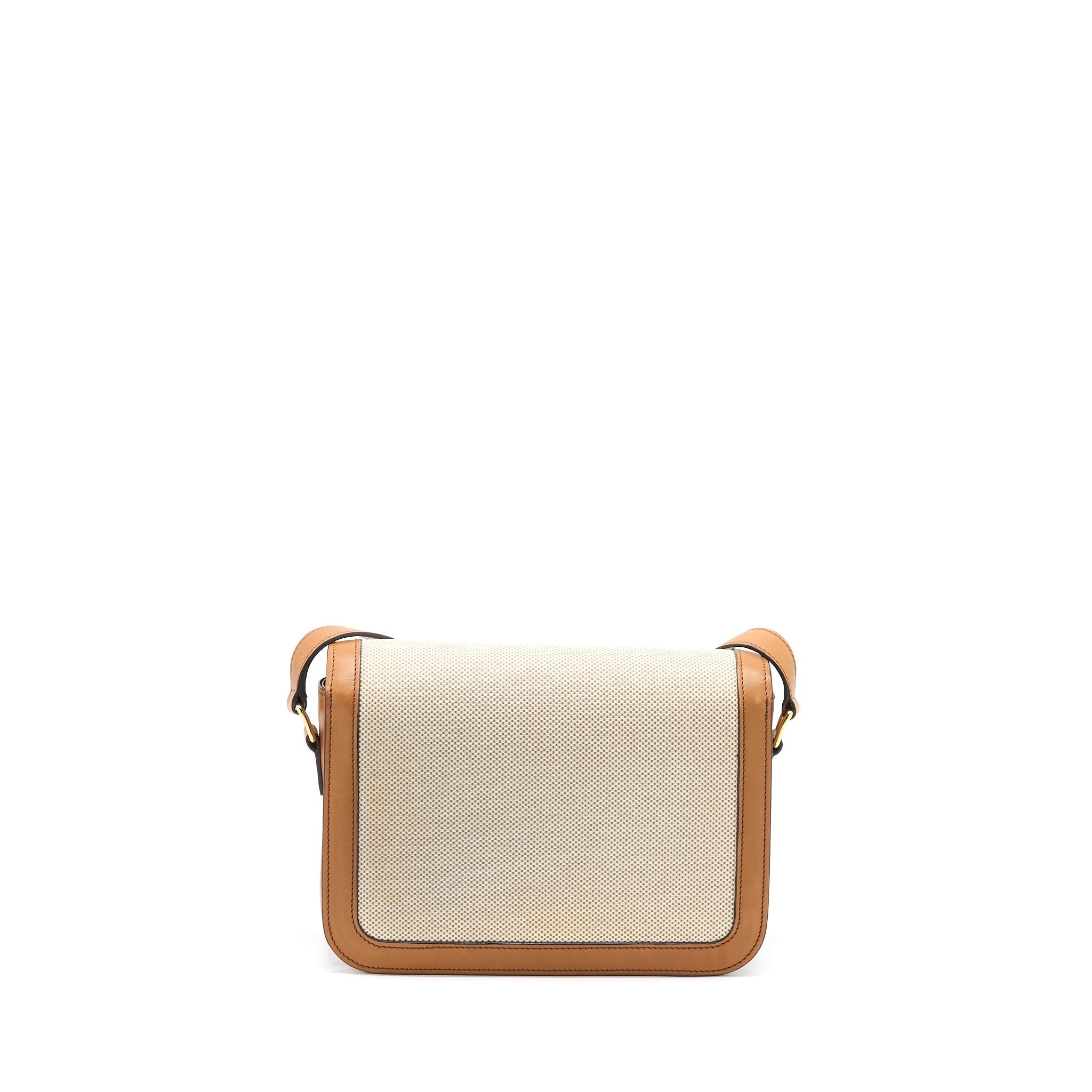Celine Triomphe Bag Textile/Calfskin White/Tan