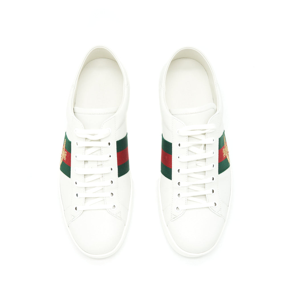 Gucci size 10 Men's White Sneaker Bee Pattern