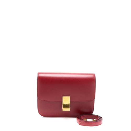 Celine Medium Classic Box Bag Calfskin Red