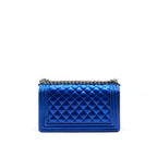 CHANEL MEDIUM LE BOY BAG METALLIC BLUE SHW