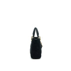 Christian Dior Mini Lady Dior in Velvet Black with Light Gold Hardware and white crystal