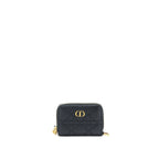 Dior Caro Detachable Card Holder Cannage Supple Calfskin Black GHW