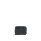 Dior Caro Detachable Card Holder Cannage Supple Calfskin Black GHW