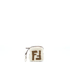 Fendi Zippy Colin Purse Bag Charm Shearling White/Brown SHW