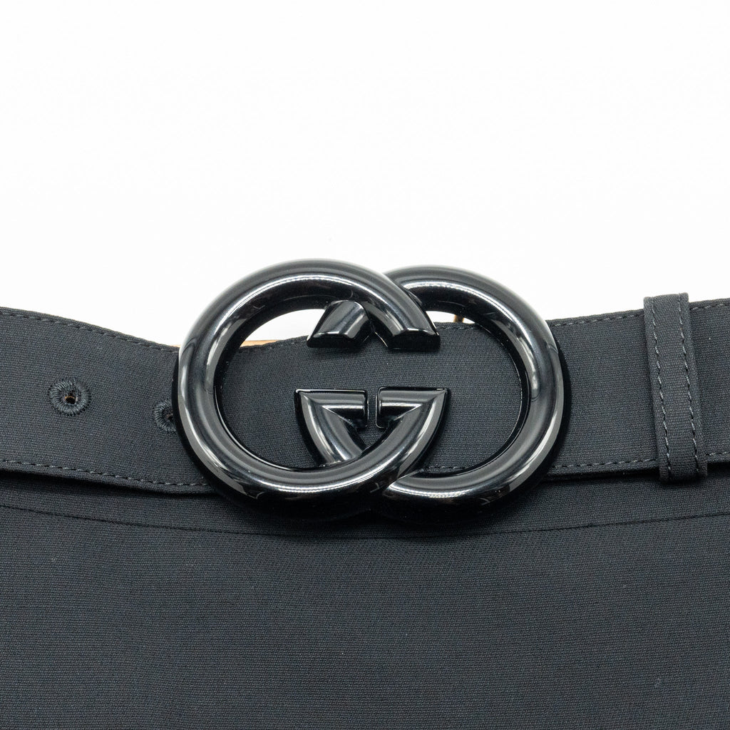 Gucci Size 38 GG Belt A-Line Skirt Silk/Wool Black