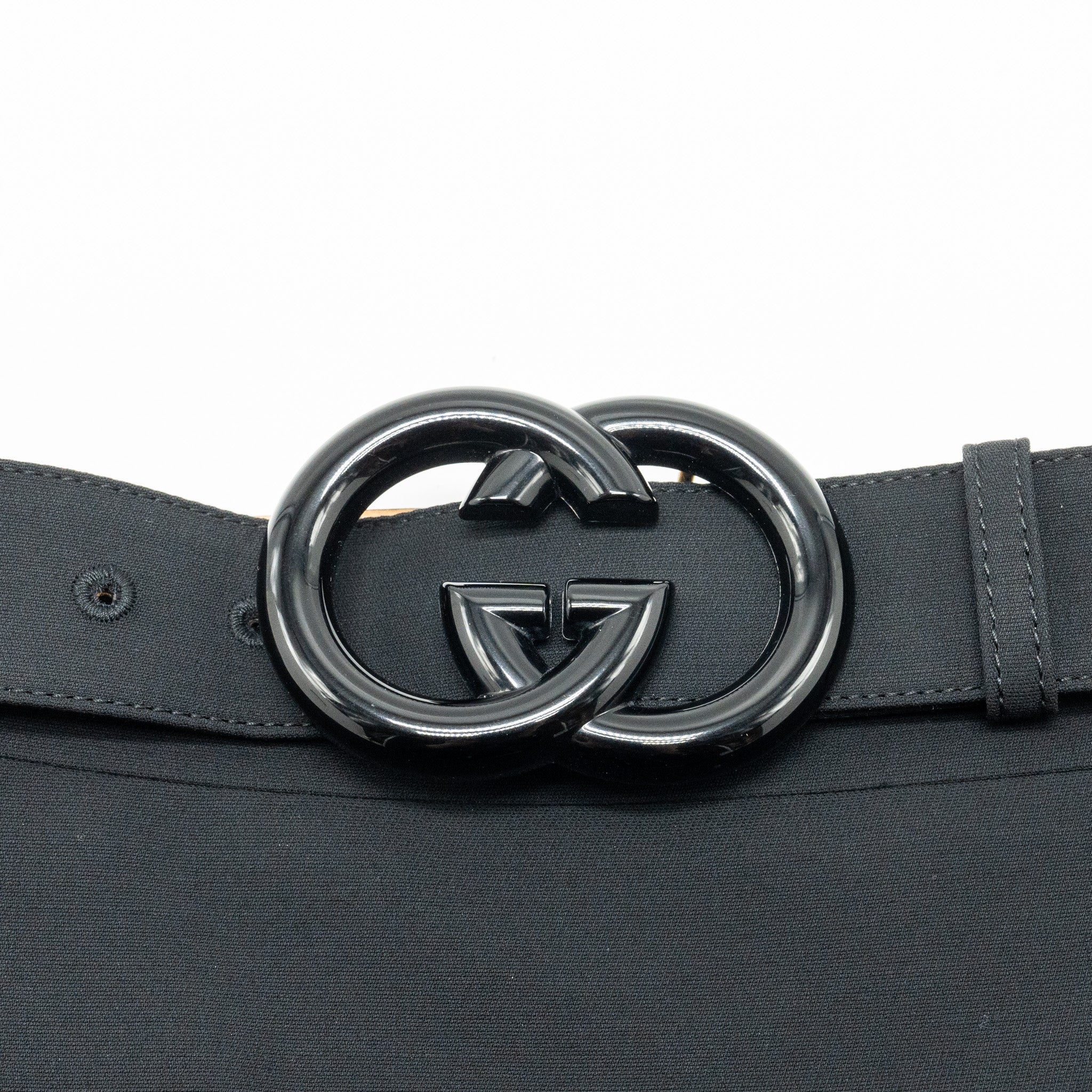 Gucci Size 38 GG Belt A-Line Skirt Silk/Wool Black