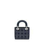 Dior Mini Lady Dior Stain Crystal Cannage Dark Blue SHW