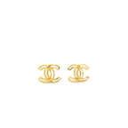 Chanel Logo Stud Earrings GHW