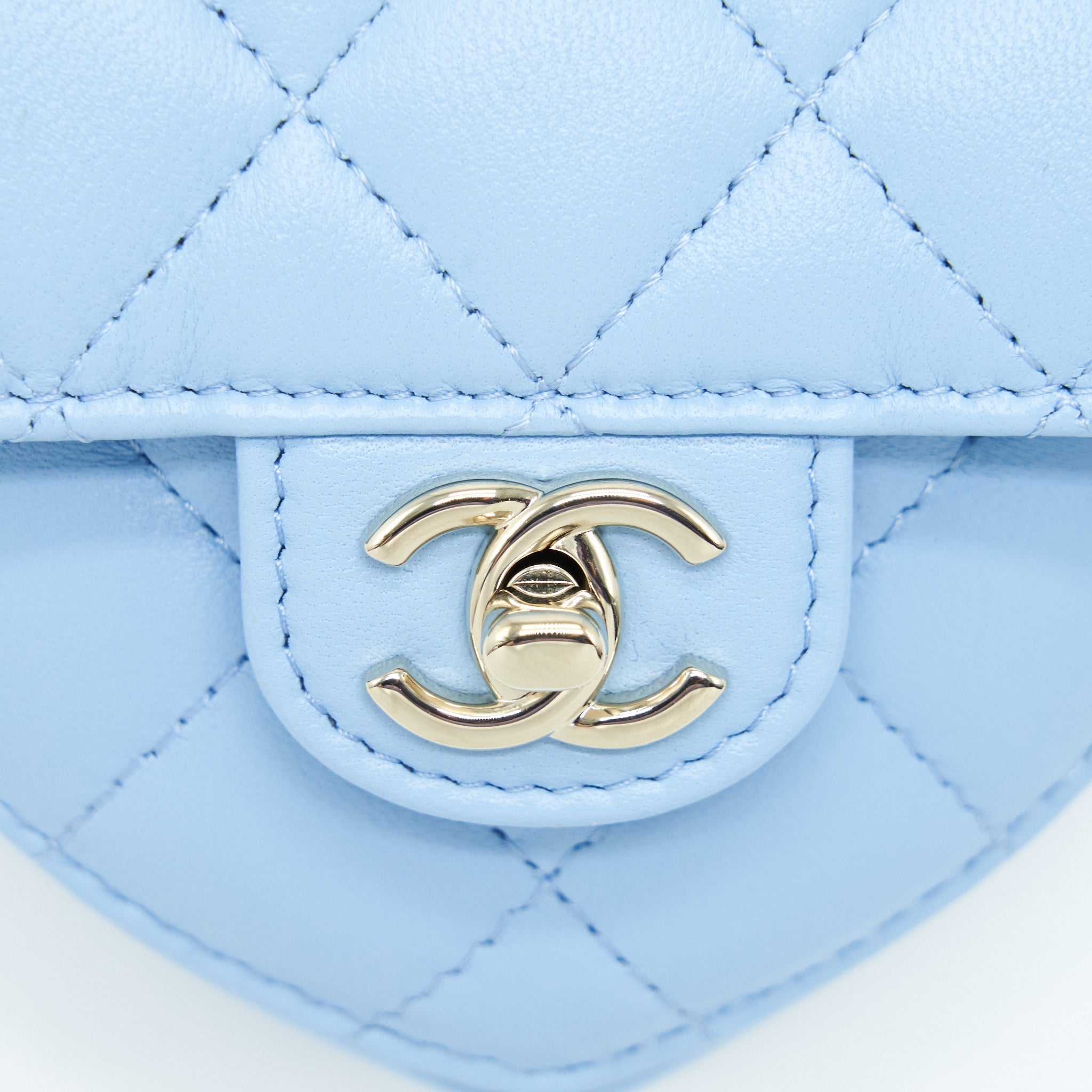 Chanel 22S Heart Belt Bag Lambskin Light Blue LGHW