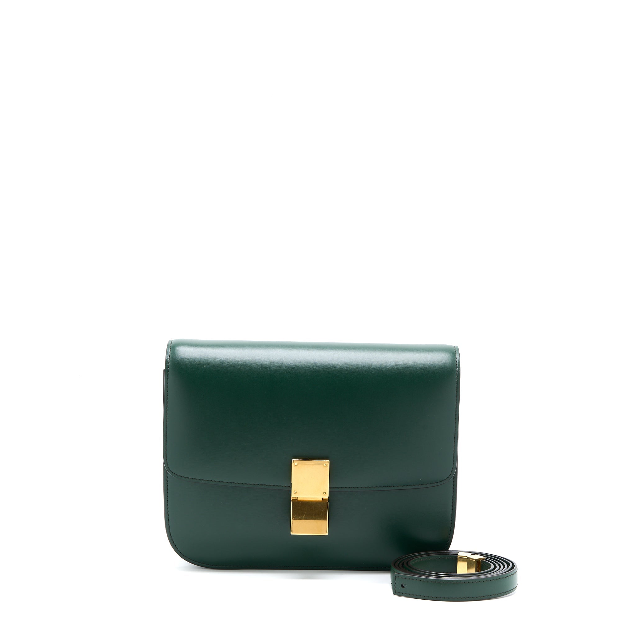 Celine Medium Classic Box Bag Calfskin Green
