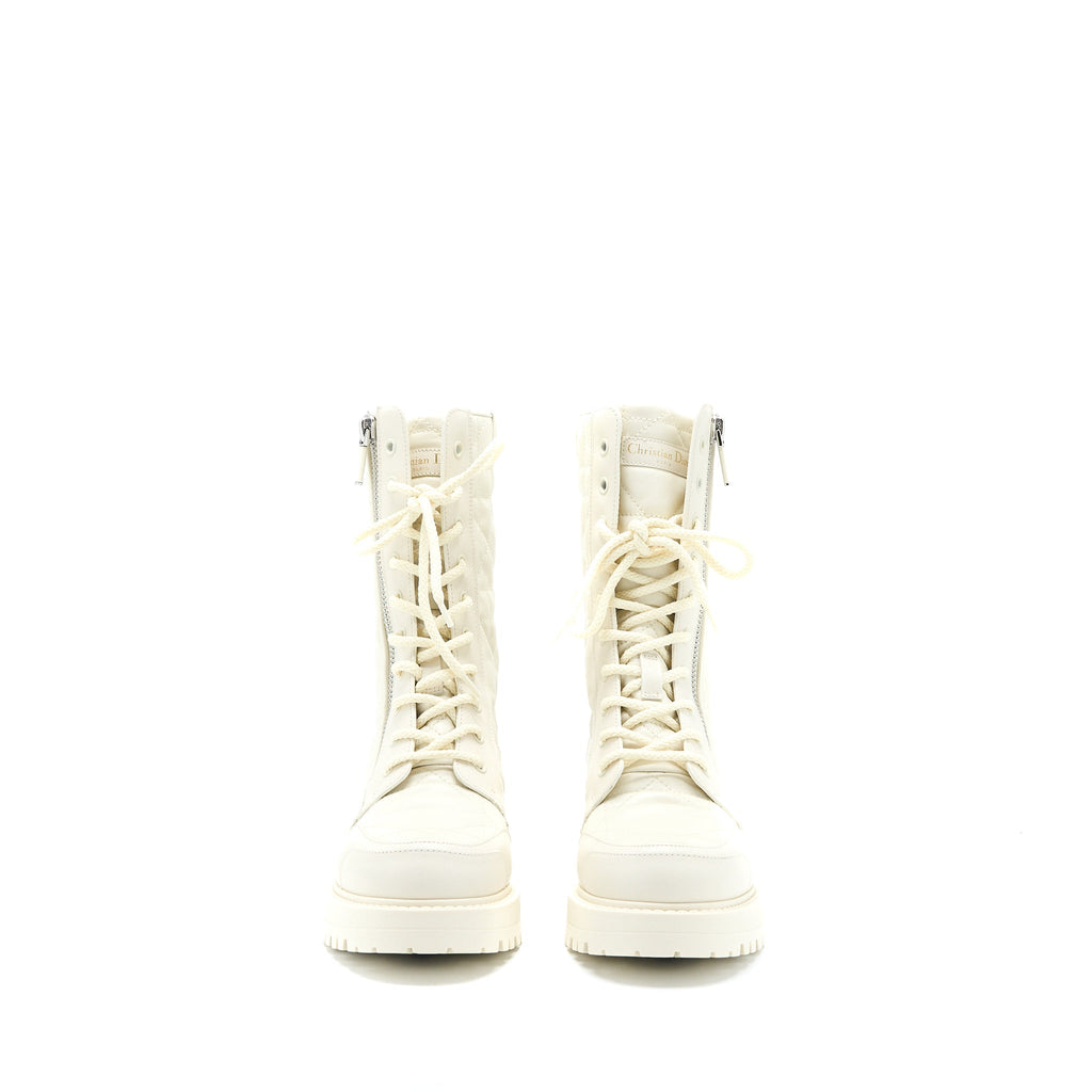 Dior Size 36 D-leader Ankle Boot Quilted Cannage Calfskin White SHW