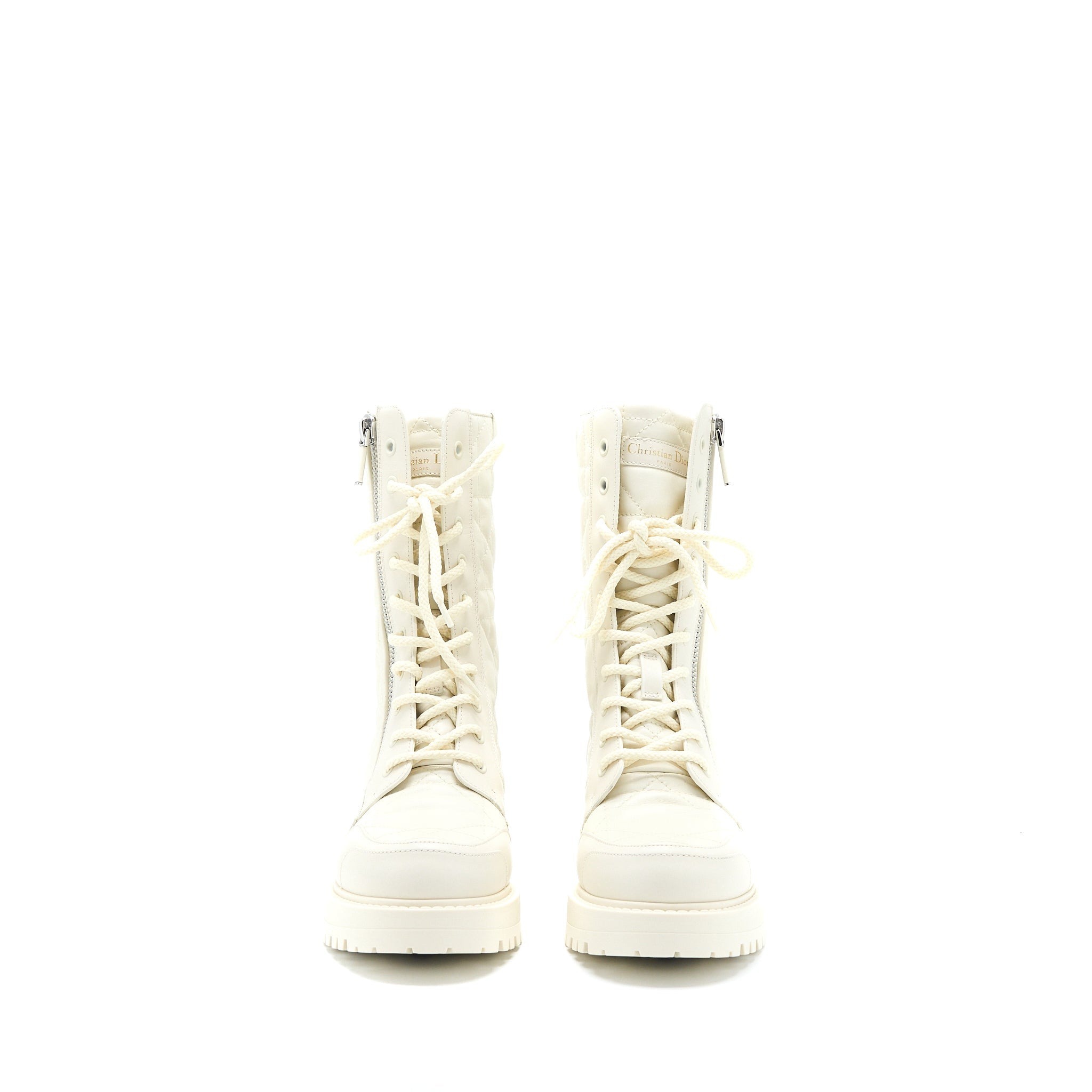Dior Size 36 D-leader Ankle Boot Quilted Cannage Calfskin White SHW