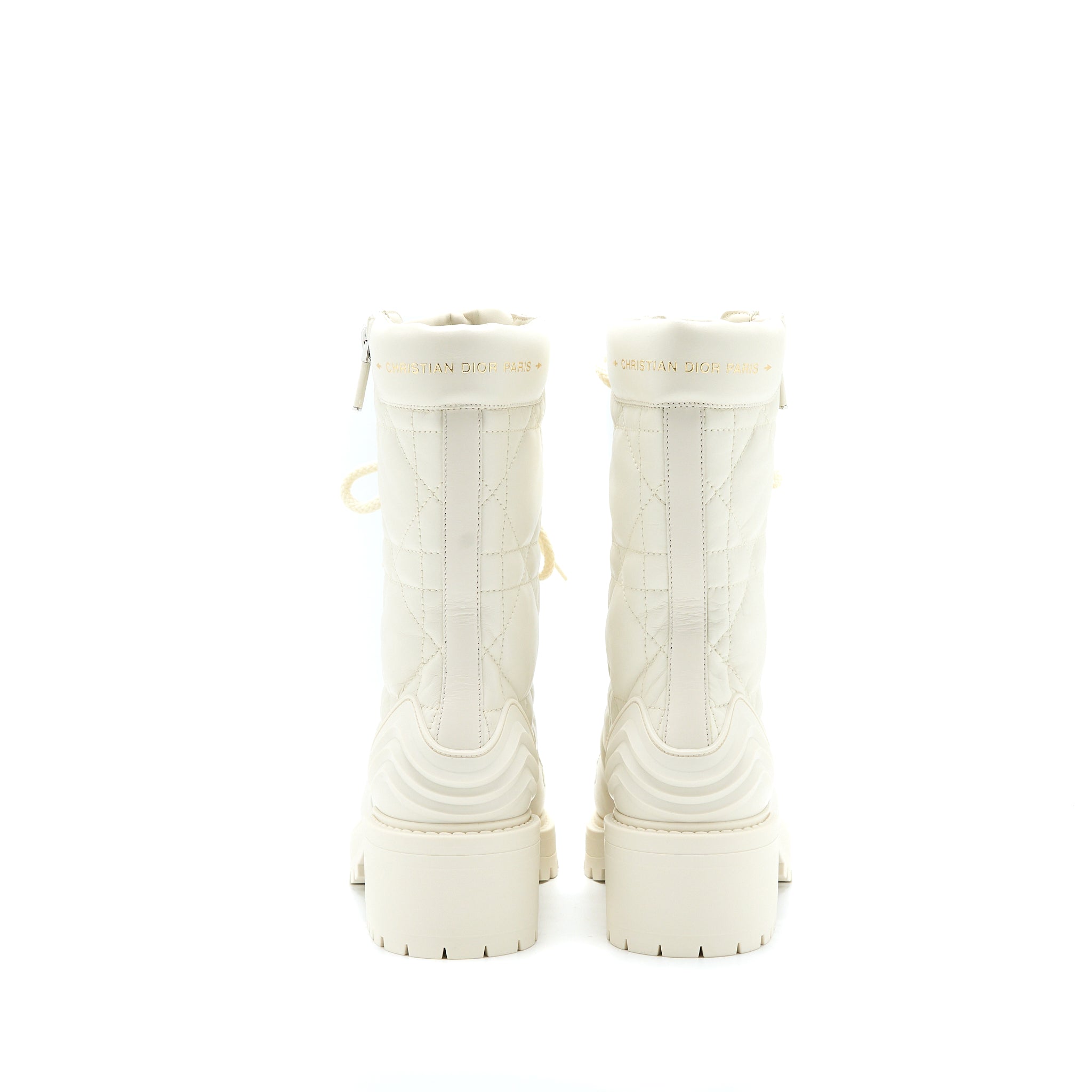Dior Size 36 D-leader Ankle Boot Quilted Cannage Calfskin White SHW
