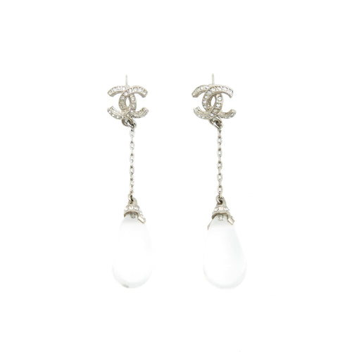 Chanel cc and white Crystal Earrings