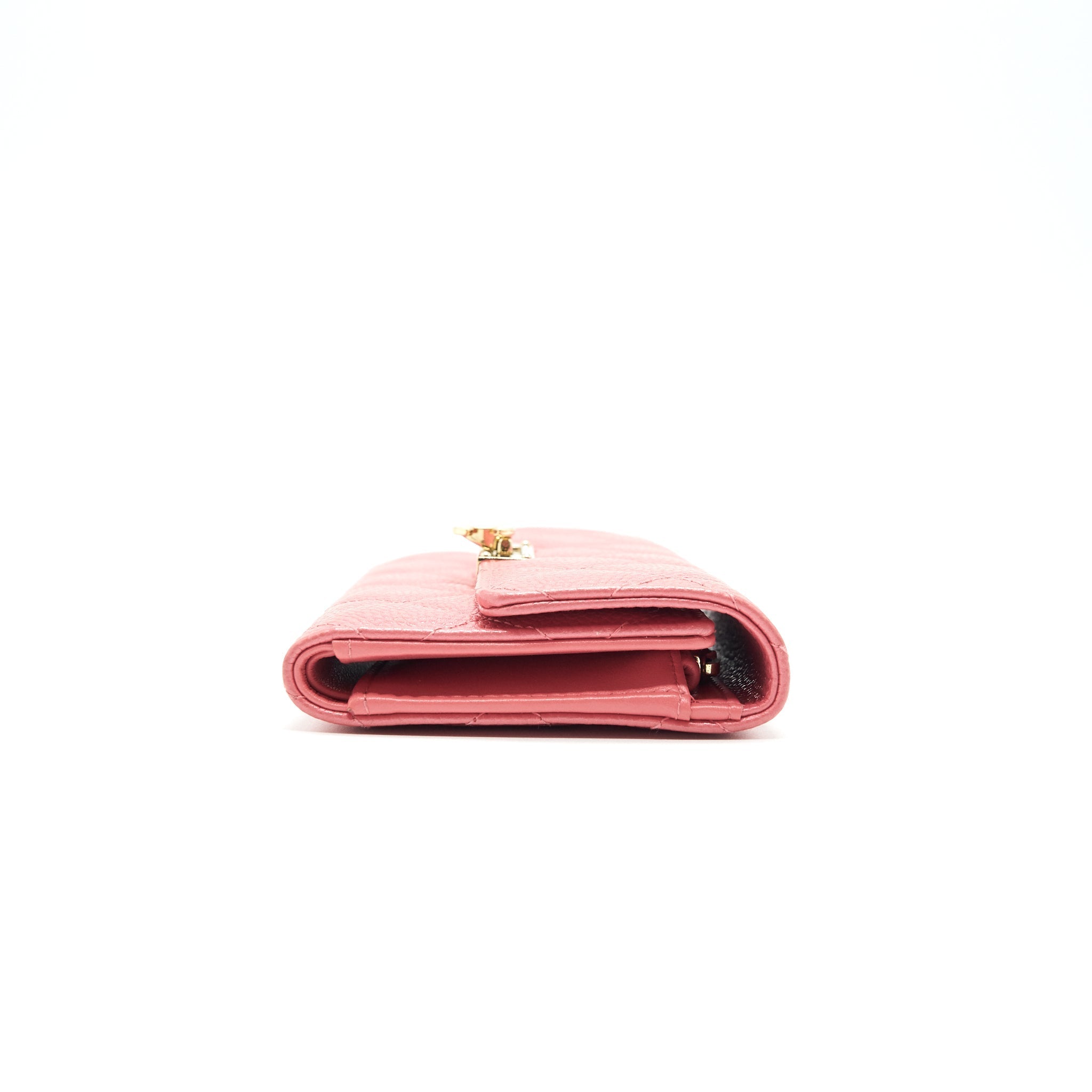 CHANEL CAVIAR MEDIUM FLAP WALLET ROSE PINK WITH GOLD CC LOGO