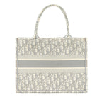 Dior Medium Book Tote Grey Oblique Embroidery