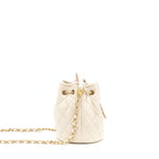 Chanel Button Bucket Crossbody Bag Lambskin White GHW