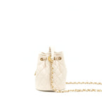 Chanel Button Bucket Crossbody Bag Lambskin White GHW