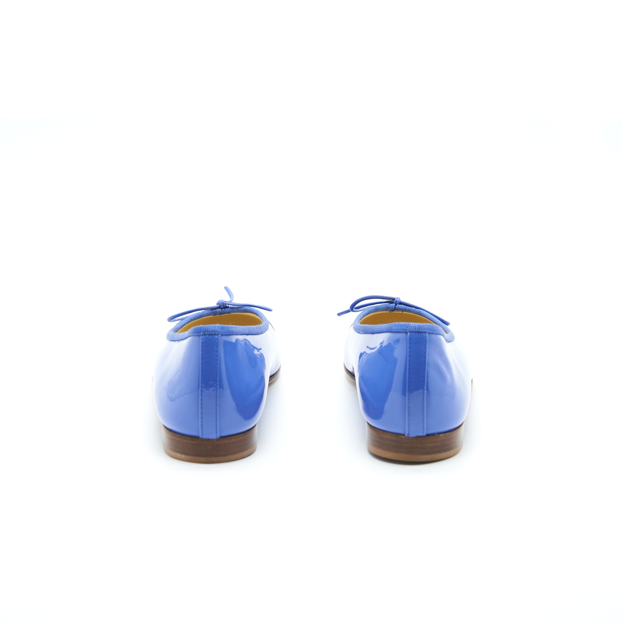 Chanel Size 37 Cap Toe Ballerina Flats Patent Calfskin Blue