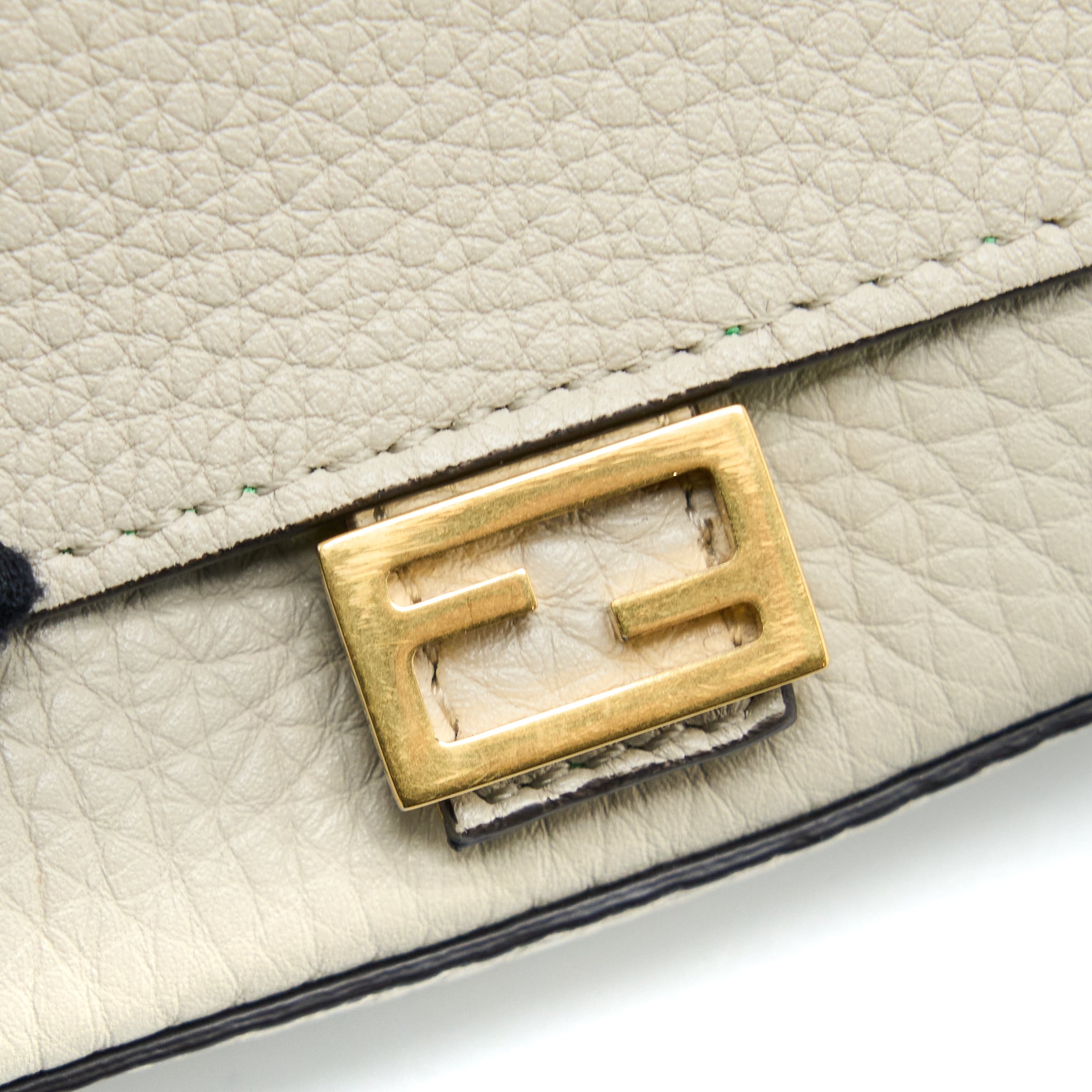 Fendi Micro Baguette Bag Charm Calfskin Cream GHW