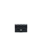 CHANEL Classic Card Holder Grained Calfskin SHW Black