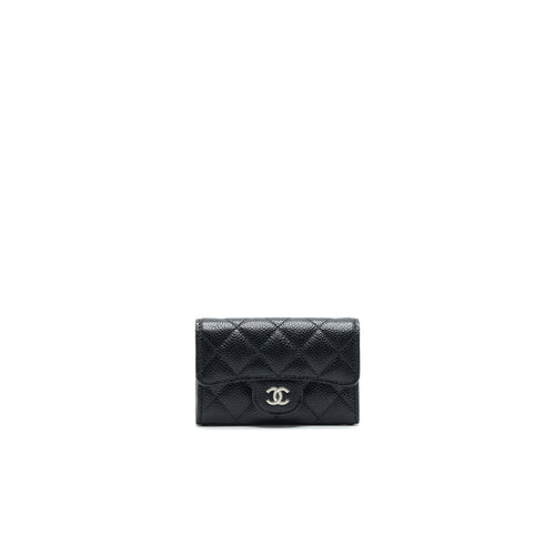 CHANEL Classic Card Holder Grained Calfskin SHW Black