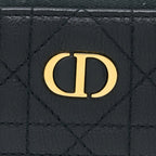 Dior Caro Detachable Card Holder Cannage Supple Calfskin Black GHW
