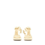 Bottega Veneta Size 39 Stretch Lace-up Sandals Lambskin White