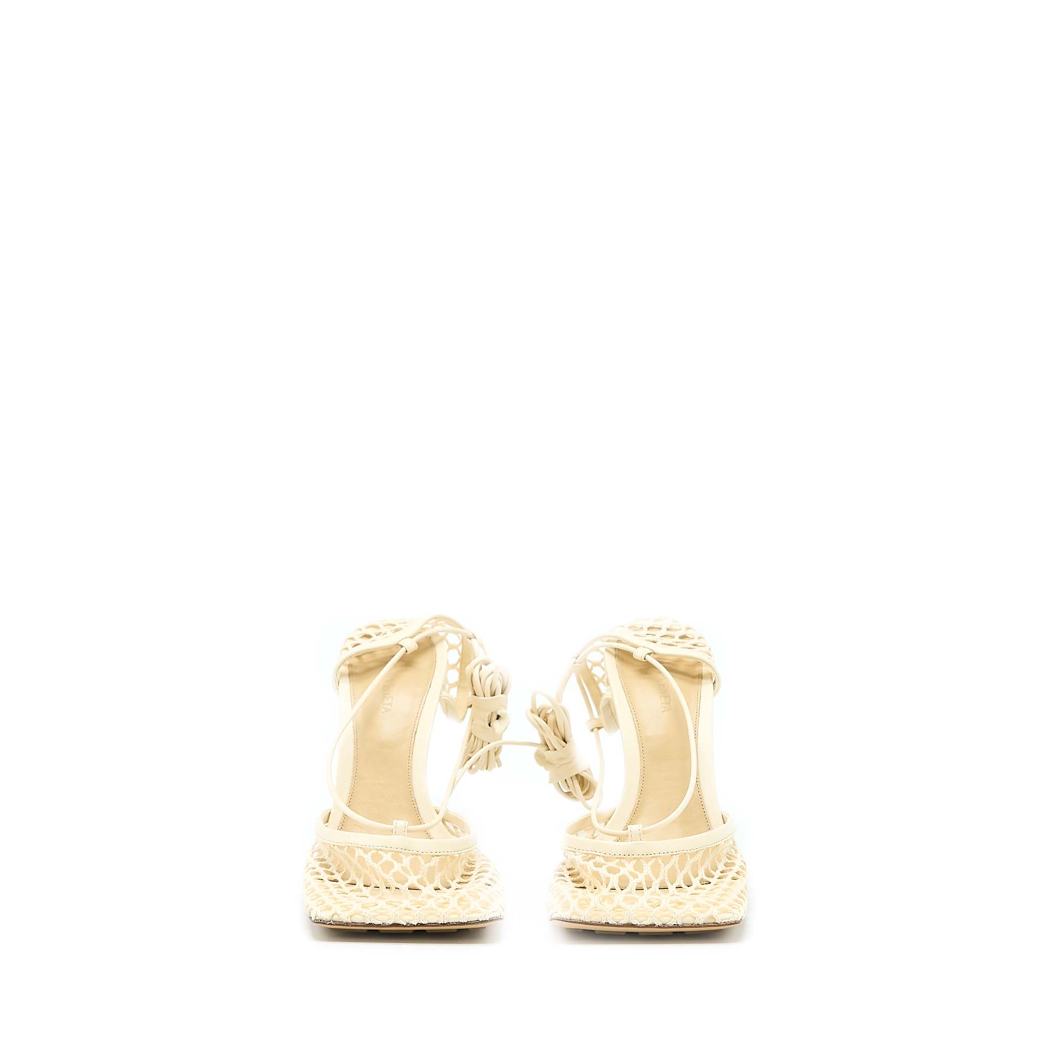 Bottega Veneta Size 39 Stretch Lace-up Sandals Lambskin White