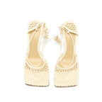 Bottega Veneta Size 39 Stretch Lace-up Sandals Lambskin White