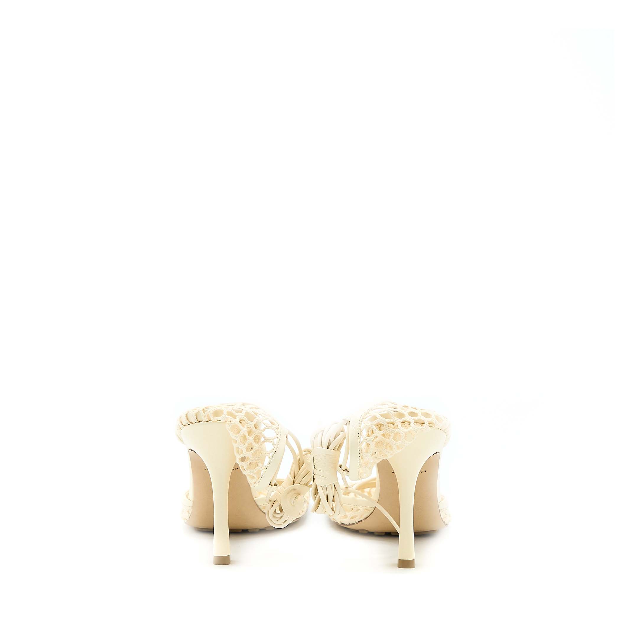 Bottega Veneta Size 39 Stretch Lace-up Sandals Lambskin White