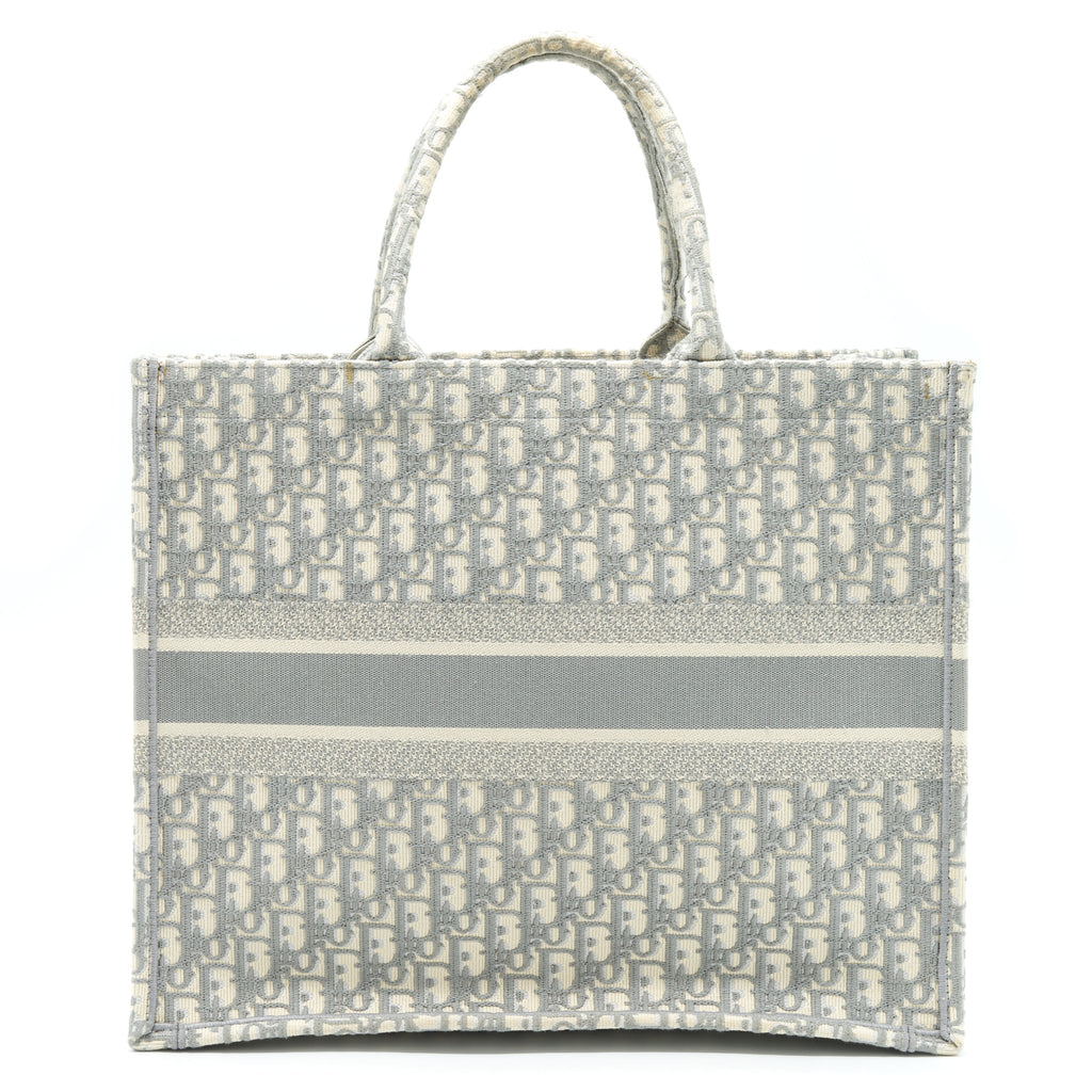 Dior Large Dior Book Tote Grey Oblique Embroidery