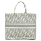 Dior Large Dior Book Tote Grey Oblique Embroidery