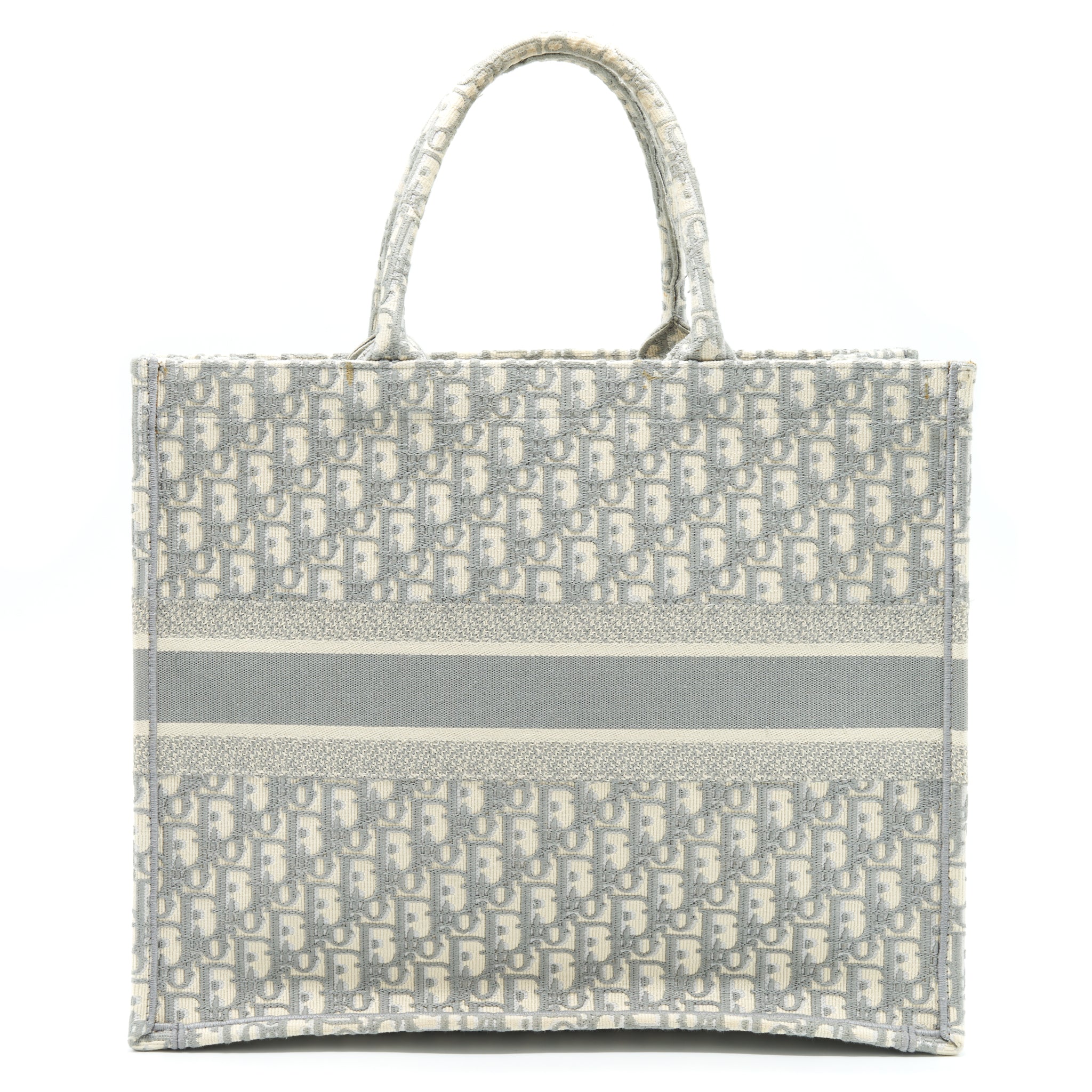 Dior Large Dior Book Tote Grey Oblique Embroidery