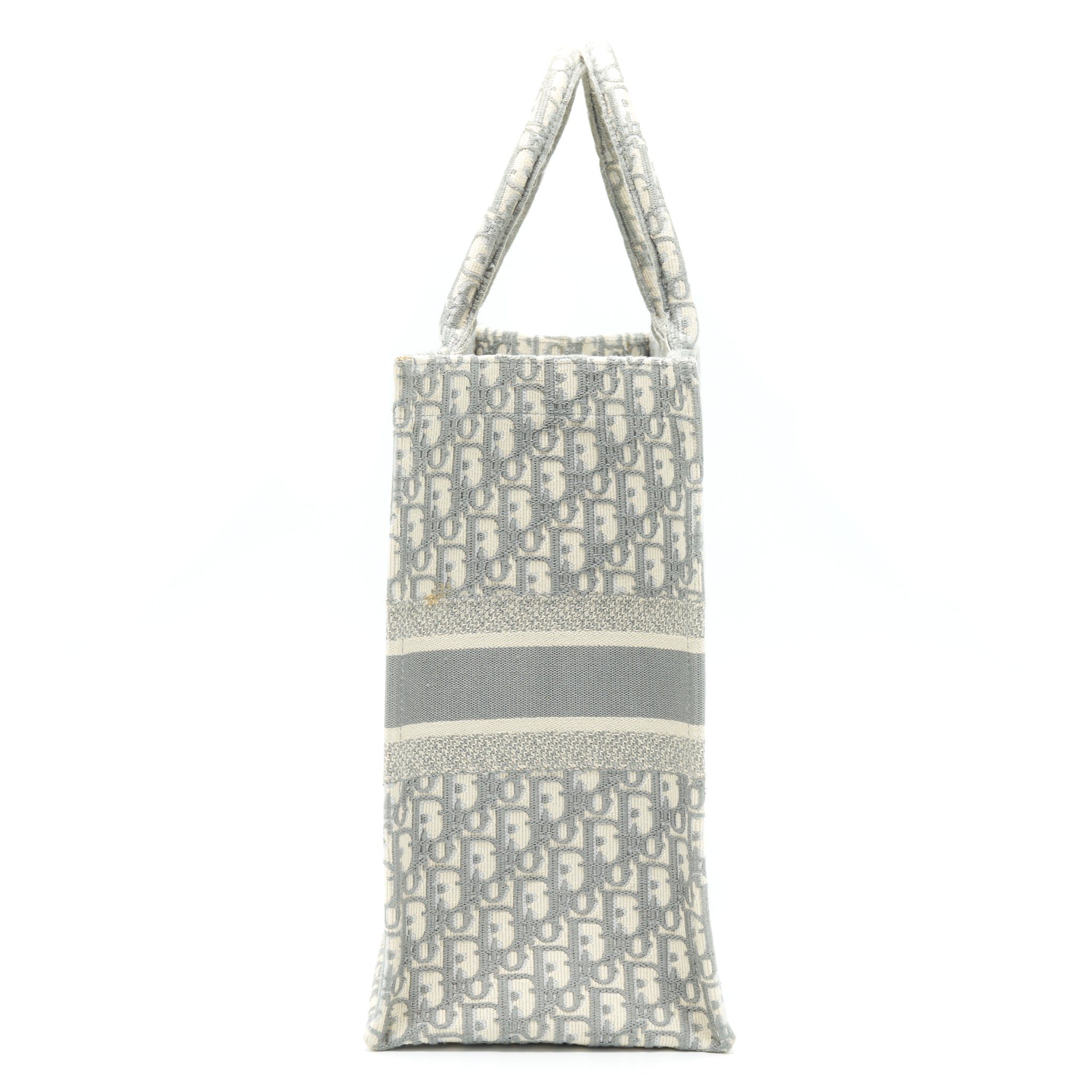 Dior Large Dior Book Tote Grey Oblique Embroidery