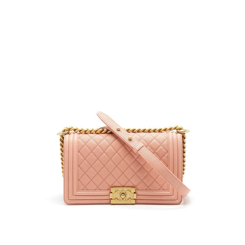 CHANEL MEDIUM BOY CHANEL BAG CAVIAR PINK GHW