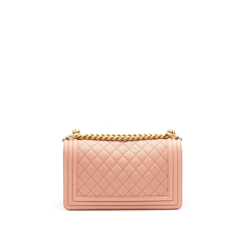 CHANEL MEDIUM BOY CHANEL BAG CAVIAR PINK GHW