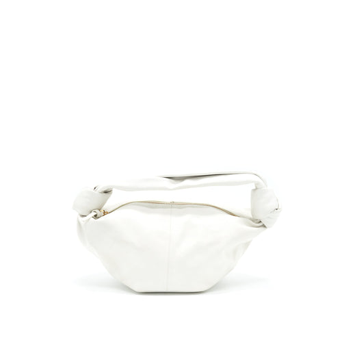 Bottega Veneta Double Knot Leather Shoulder Bag White