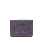 Chanel Quilted Leather Clutch Bag in Metallic Purple