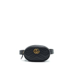 GUCCI GG MARMONT MATELASSE LEATHER BELT BAG BLACK SIZE 75