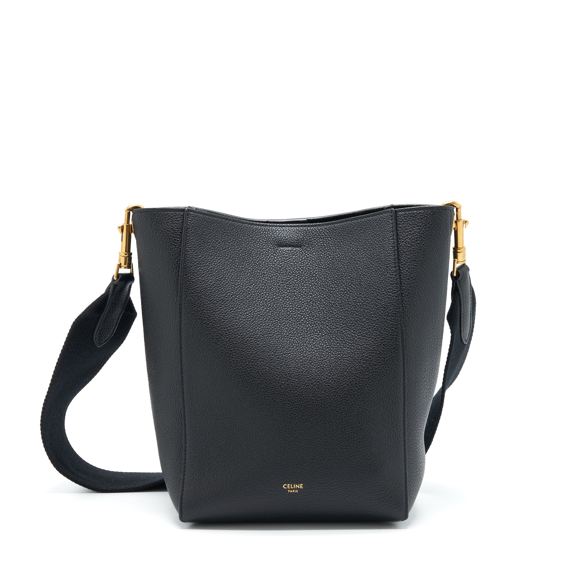 Celine Small Sangle Bucket Bag Soft Grained Calfskin Black